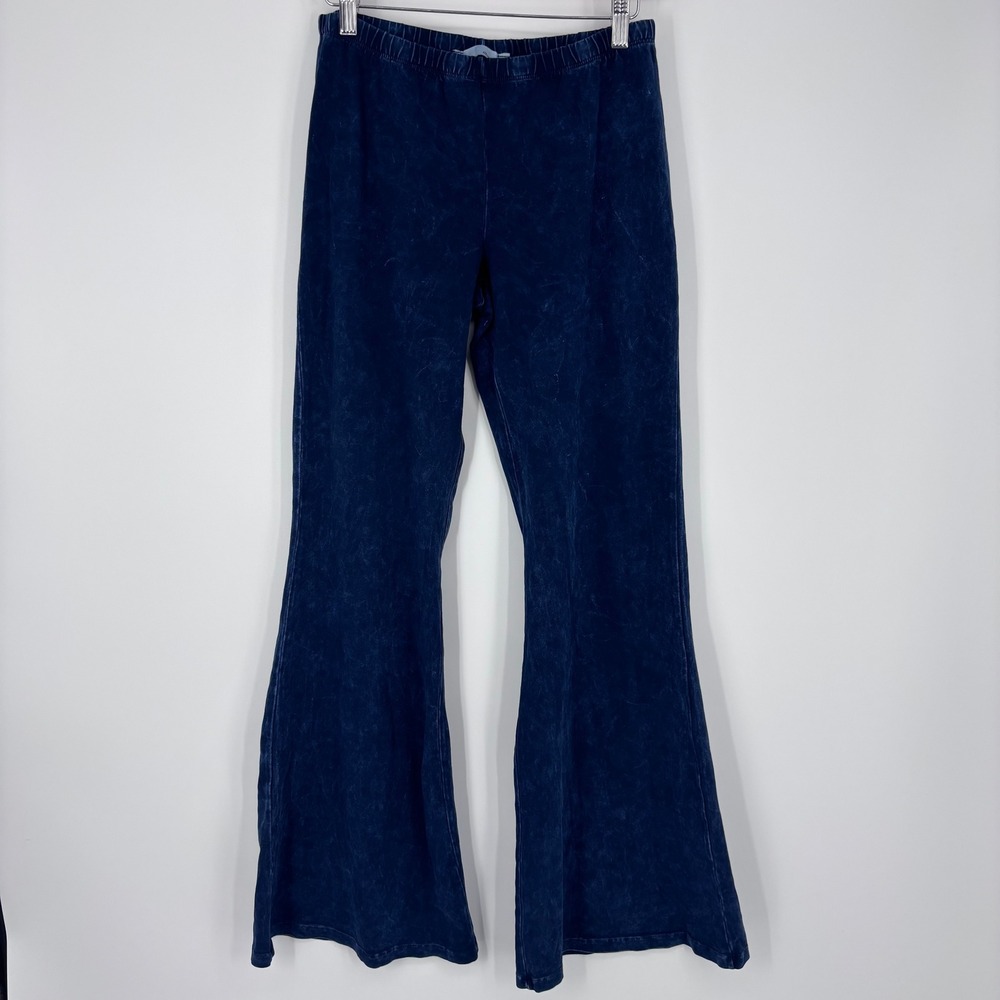 Chatoyant Flare Pants Women Large Blue Acid Wash Bell Bottoms Boho Retro Stretch
